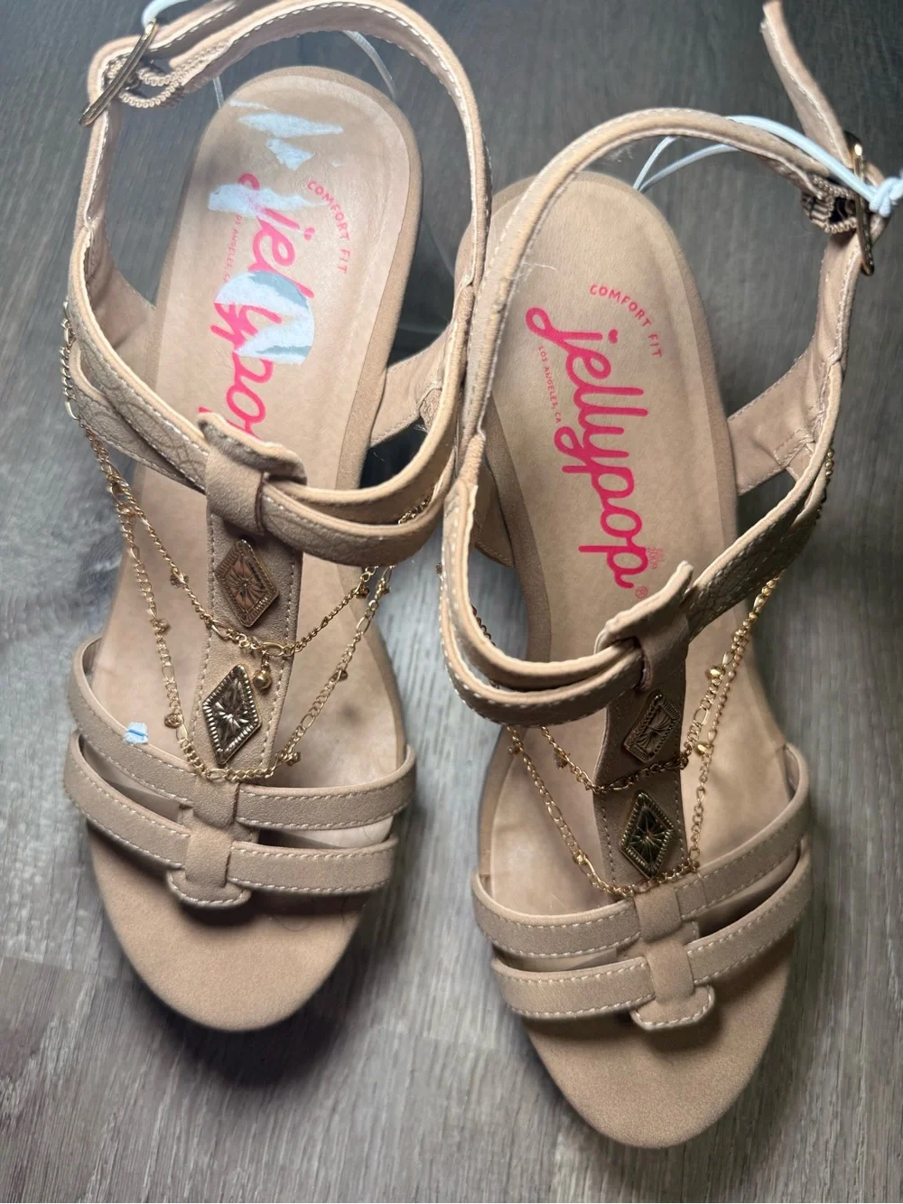 Jelly pop Wedges with gold chains